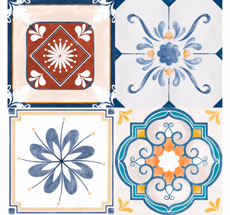 Persiana enrollable para cuarto azulejos vintage - TenVinilo