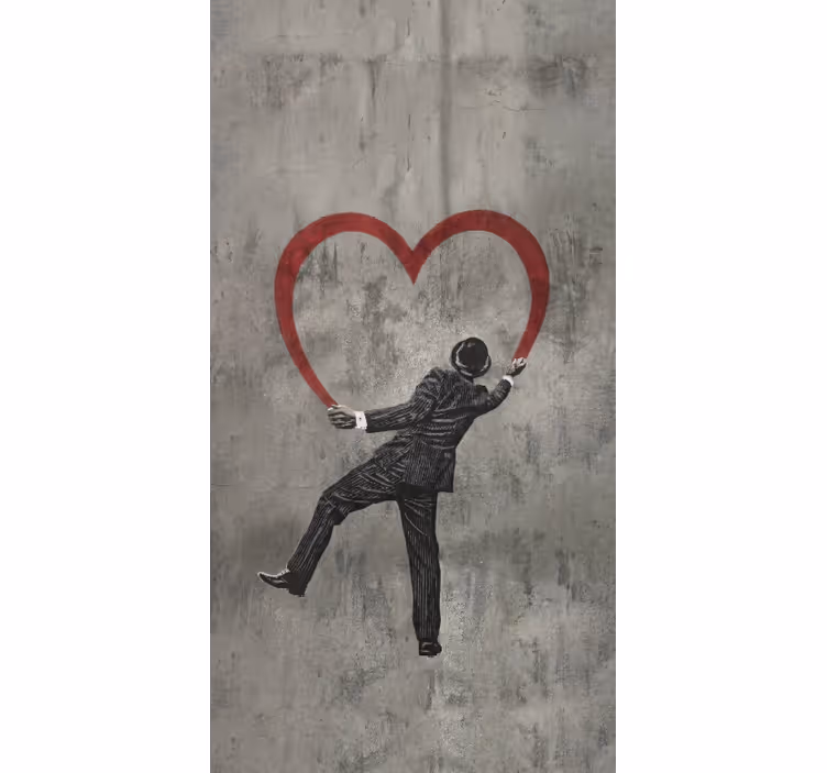 Persiana enrollable gris grafiti de corazón banksy - TenVinilo