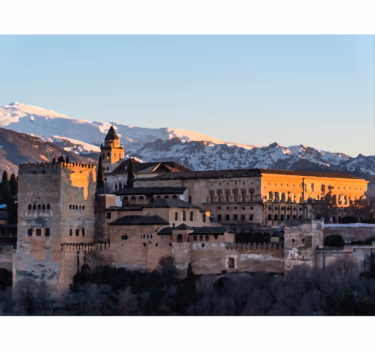 Persiana enrollable salón alhambra de granada al atardecer - TenVinilo