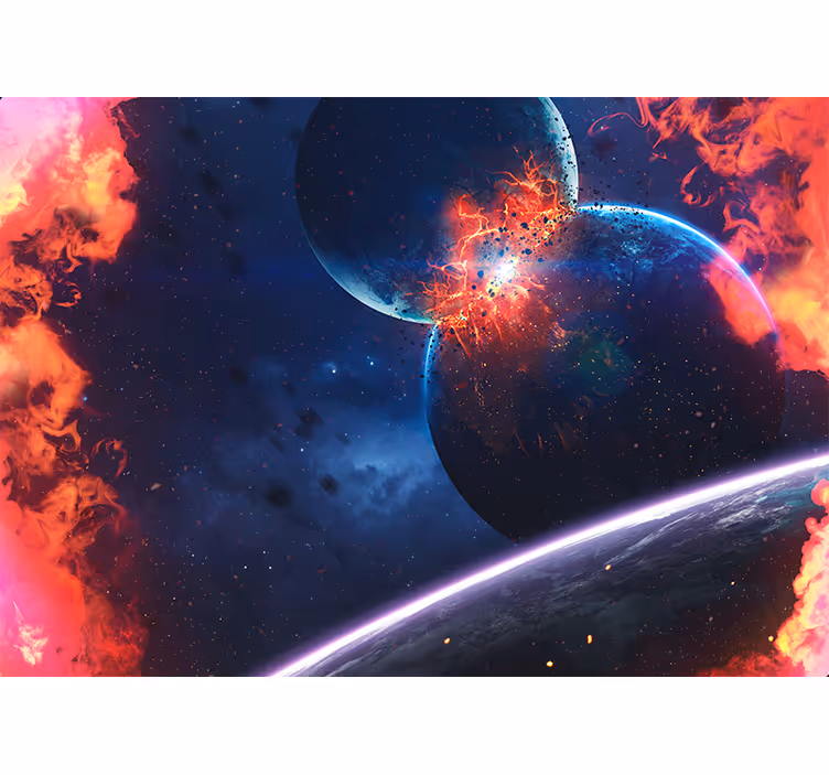 Persiana enrollable salón explosión planetaria asombrosa - TenVinilo