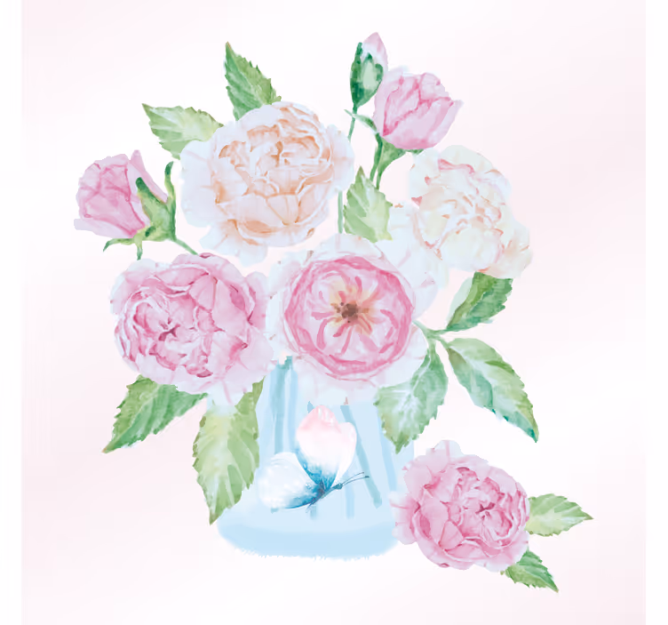 Persiana enrollable salón tarro con flores y mariposa - TenVinilo