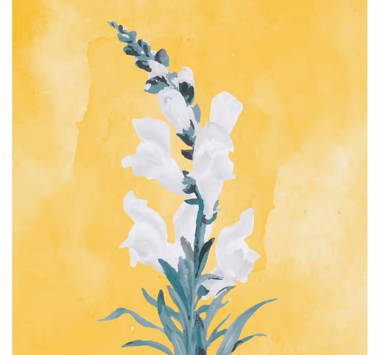 Persiana enrollable salón flores blancas fondo amarillo - TenVinilo