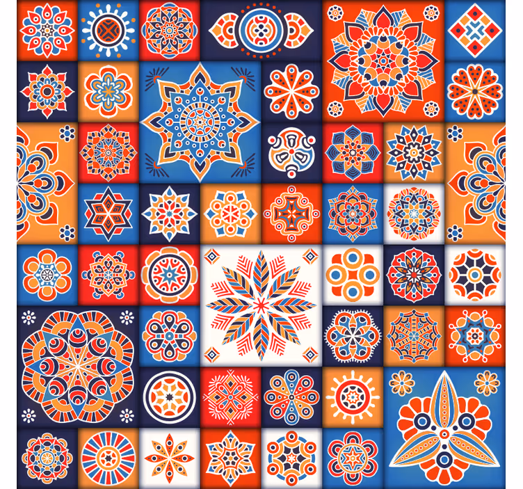 Persiana enrollable para cuarto azulejos mosaico coloridos - TenVinilo