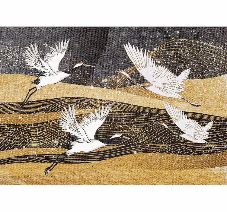 Persiana enrollable para cuarto aves orientales blancas - TenVinilo