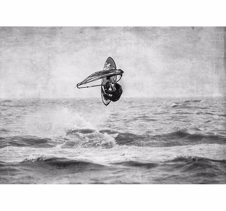 Persiana enrollable para cuarto windsurf en blanco y negro - TenVinilo