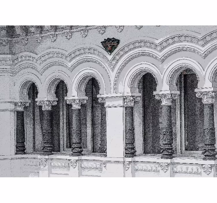 Persiana enrollable salón arquitectura antigua 3d - TenVinilo