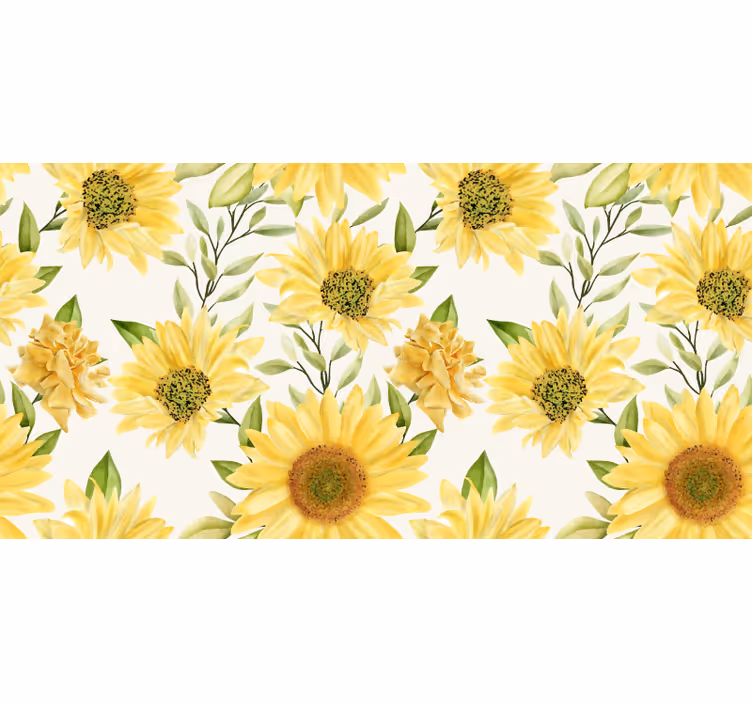 Persiana enrollable para cuarto fondo blanco girasol - TenVinilo