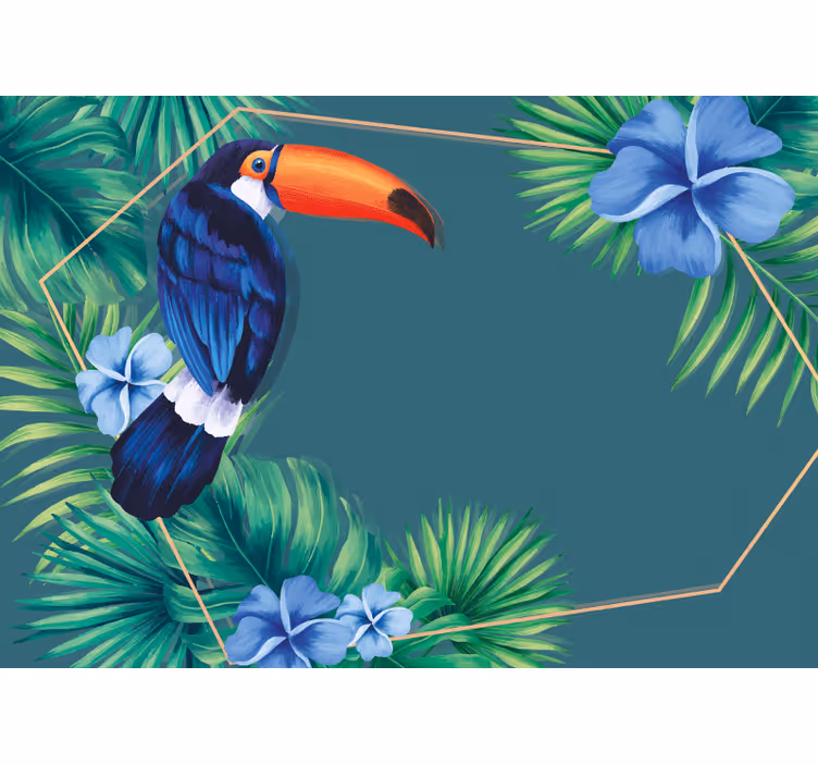 Persiana enrollable para cuarto hojas tropicales con tucán - TenVinilo