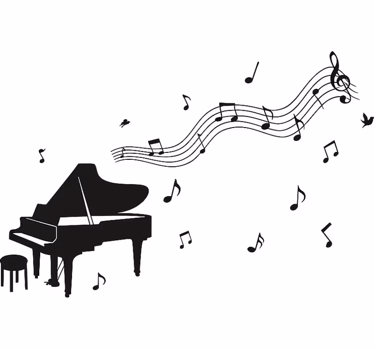 Persiana enrollable blanca piano con notas musicales - TenVinilo