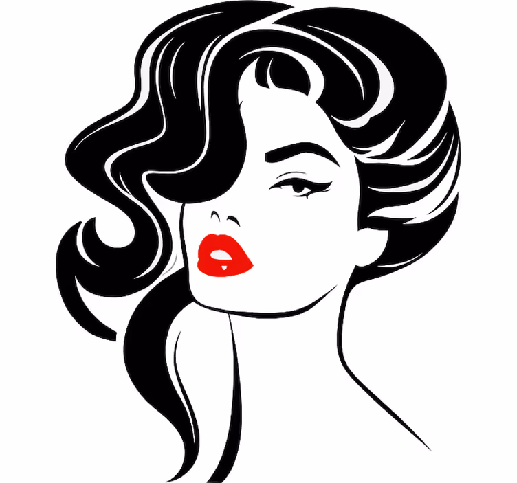 Persiana enrollable blanca mujer bonita con labios rojos - TenVinilo
