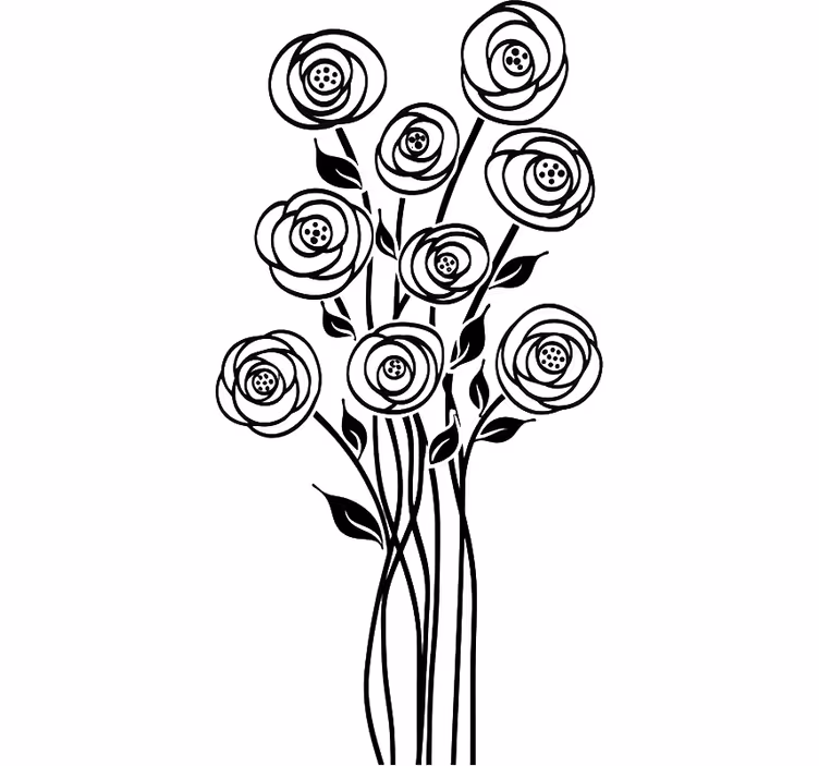 Persiana enrollable blanca ramo floral abstracto - TenVinilo