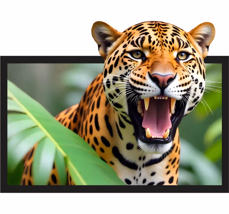 Persiana enrollable salón leopardo enmarcado - TenVinilo