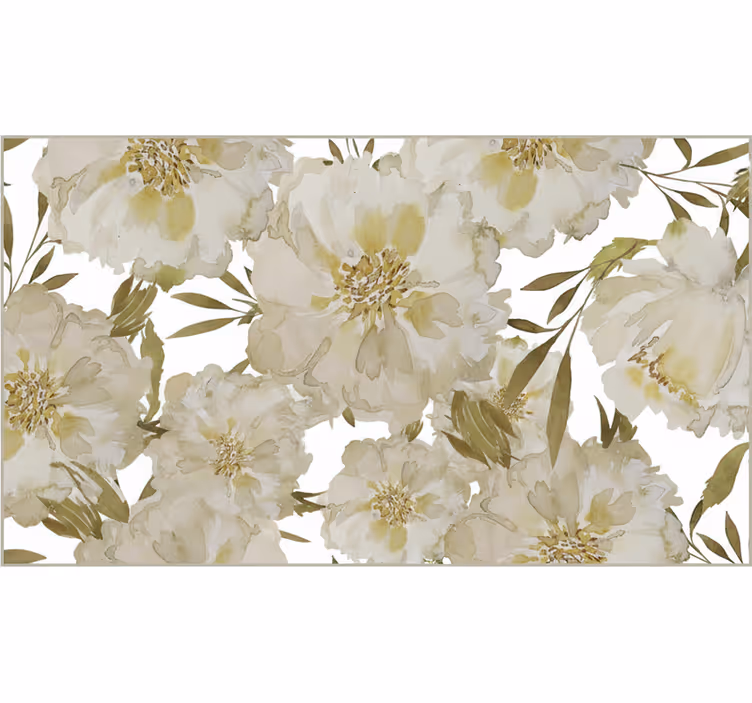 Persiana enrollable salón flores grandes blancas - TenVinilo