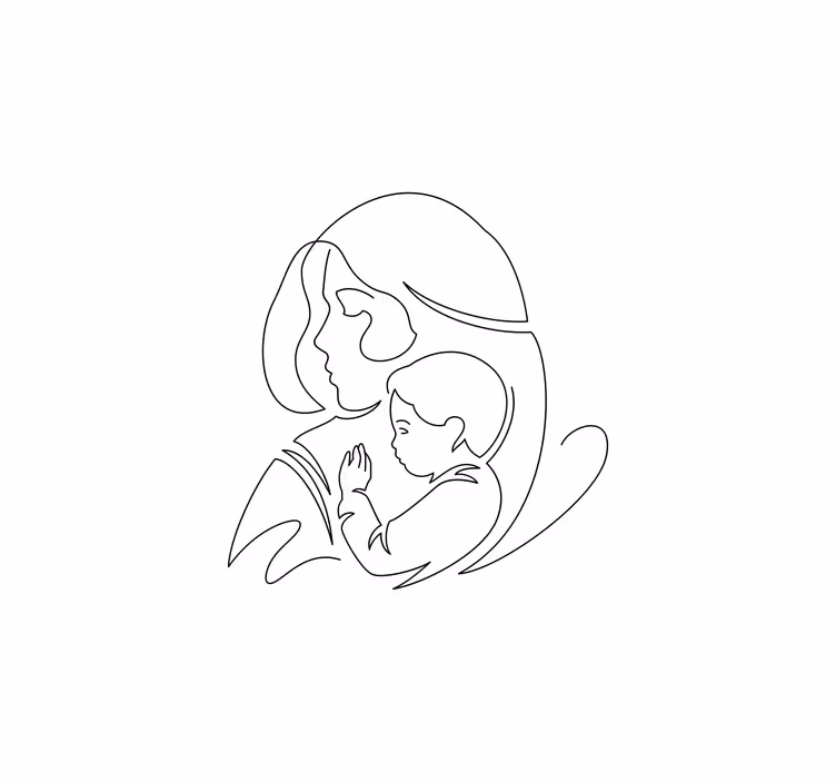 Persiana enrollable salón dibujo lineal madre e hijo - TenVinilo