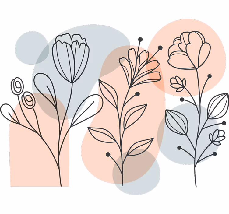 Persiana enrollable para cuarto flores minimalistas - TenVinilo