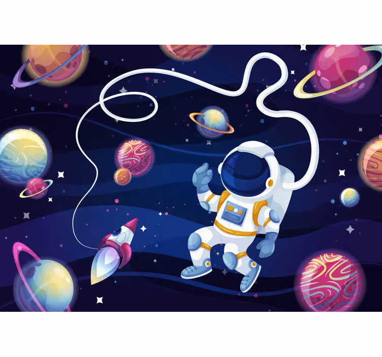 Persiana enrollable infantil astronautas y cohetes - TenVinilo