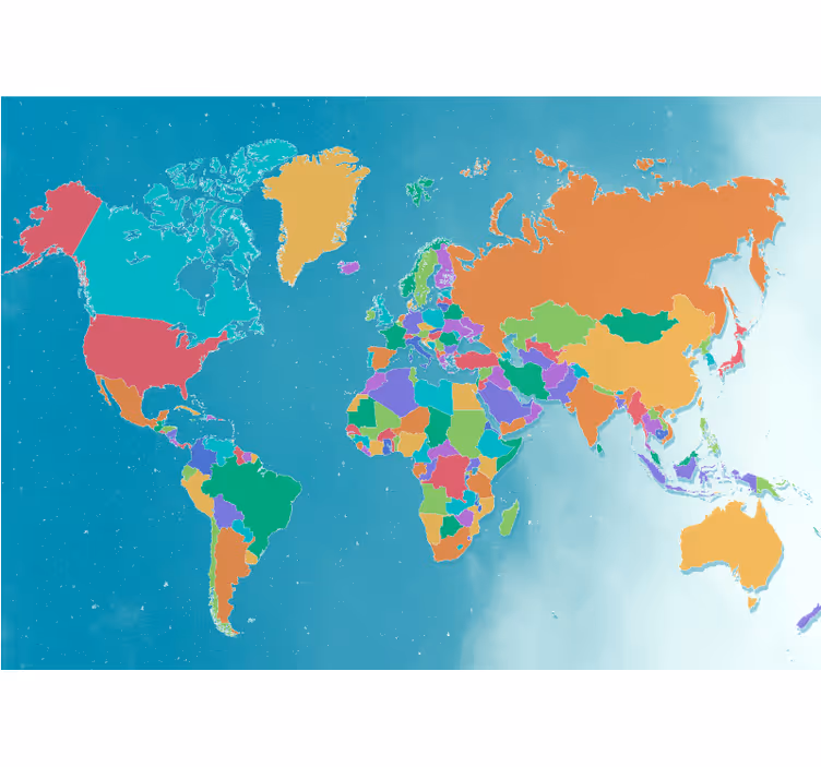 Persiana enrollable infantil mapa mundial colorido - TenVinilo