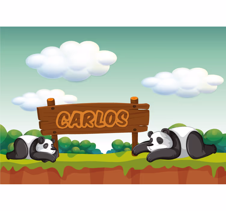 Persiana enrollable infantil nombre personalizado panda - TenVinilo
