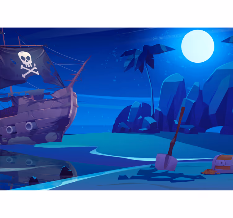 Persiana enrollable infantil barco pirata de noche - TenVinilo