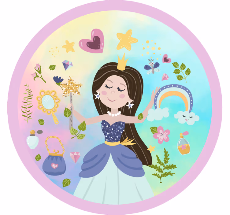 Persiana enrollable infantil fondo multicolor princesa - TenVinilo