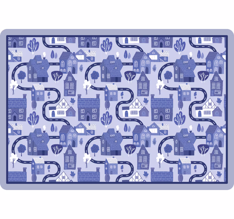 Persiana enrollable infantil pueblo azul nórdico - TenVinilo