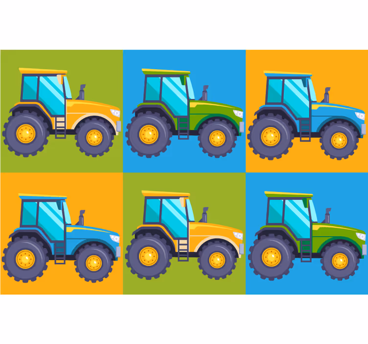 Persiana enrollable infantil baldosas de tractor multicolor - TenVinilo