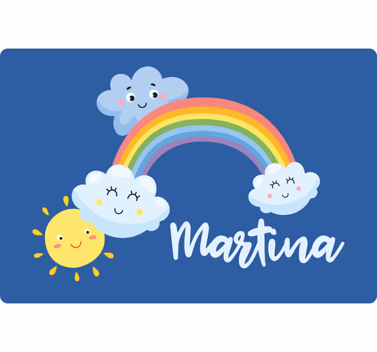 Persiana enrollable infantil nubes y arcoíris con nombre - TenVinilo
