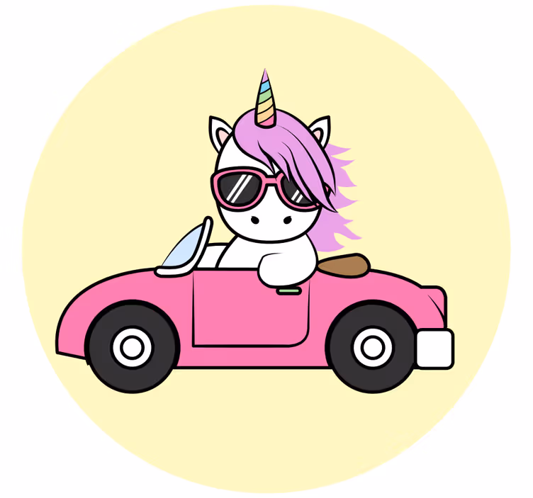 Persiana enrollable infantil unicornio genial conduciendo - TenVinilo