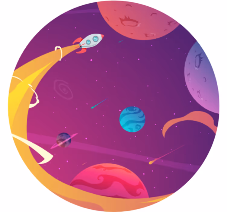 Persiana enrollable infantil cohete de dibujos en el espacio - TenVinilo