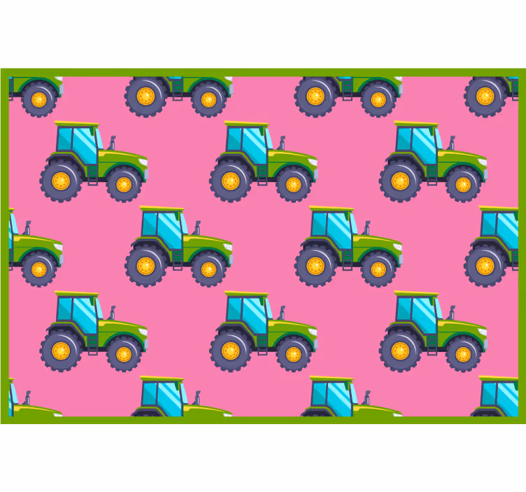 Persiana enrollable infantil tractor rosa y verde - TenVinilo