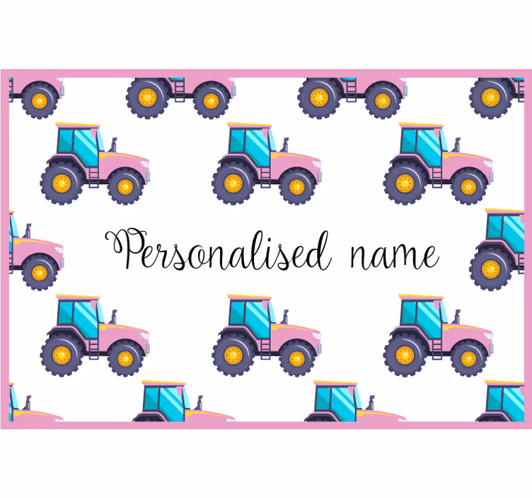 Persiana enrollable infantil tractor personalizado rosa - TenVinilo