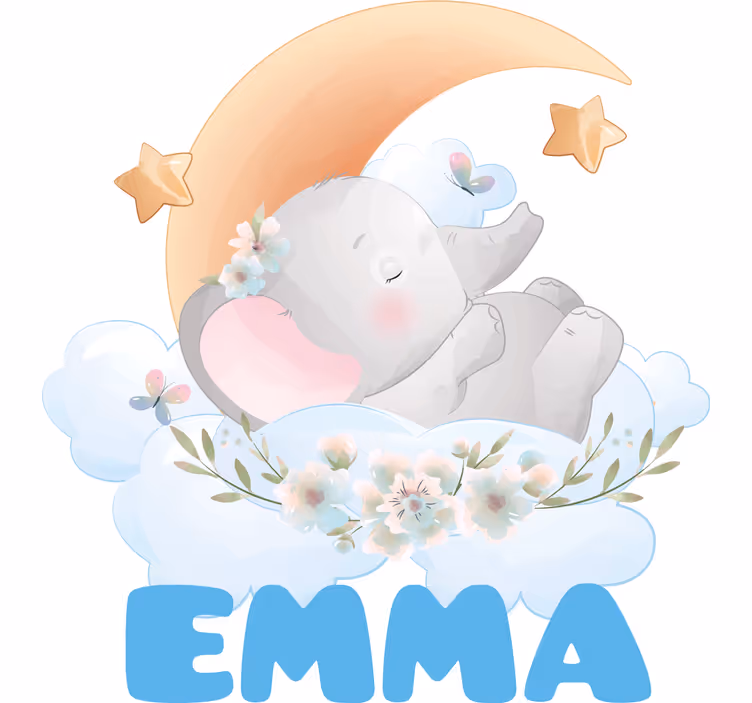 Persiana enrollable infantil elefante con nombre - TenVinilo