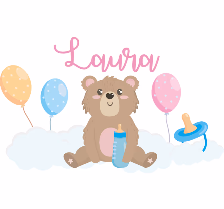 Persiana enrollable infantil oso lindo para niña con nombre - TenVinilo