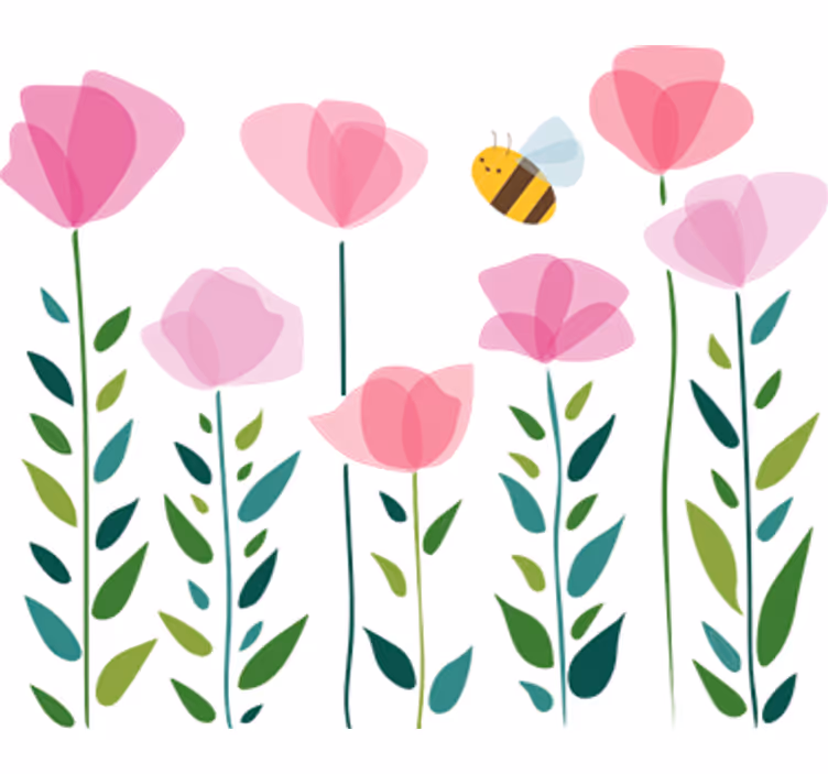 Persiana enrollable infantil flores rosas y abeja - TenVinilo
