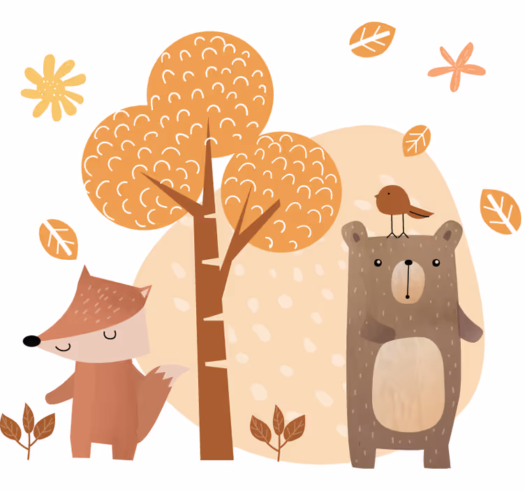 Persiana enrollable infantil animales y árbol - TenVinilo