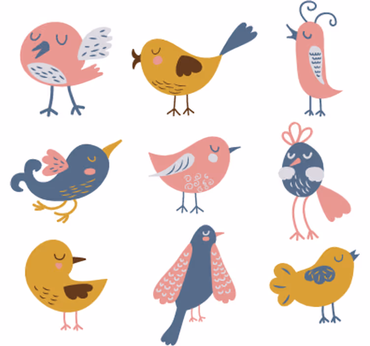 Persiana enrollable infantil sticker pegatina nueve pájaros - TenVinilo