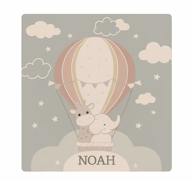 Persiana enrollable infantil pastel globo con nombre - TenVinilo