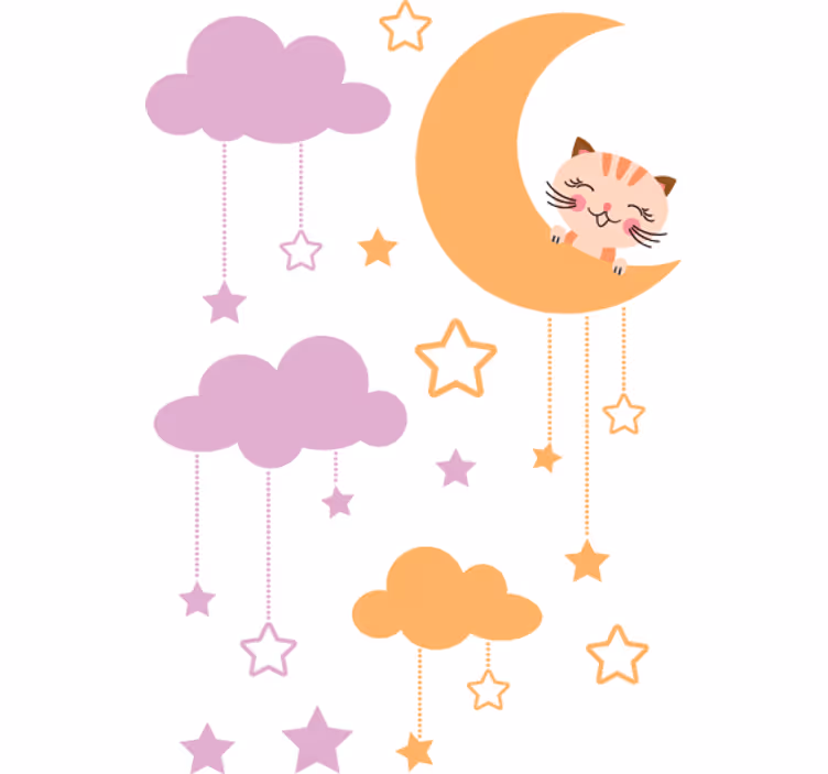 Persiana enrollable infantil sticker luna y gato - TenVinilo