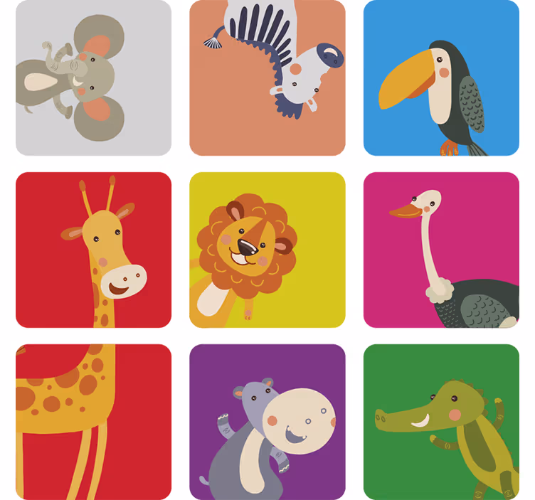 Persiana enrollable infantil azulejos coloridos con animales - TenVinilo