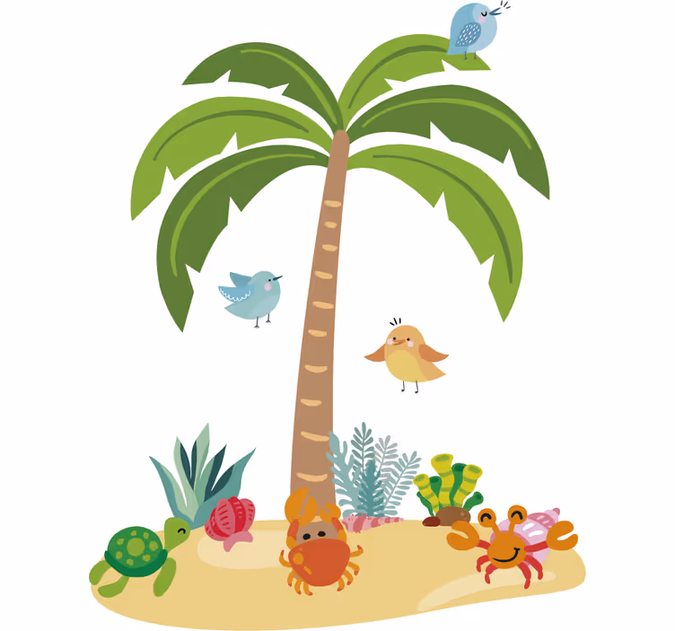 Persiana enrollable infantil palmera y animales marinos - TenVinilo