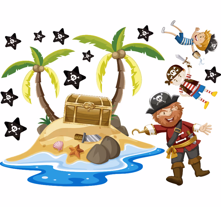 Persiana enrollable infantil piratas y palmeras - TenVinilo
