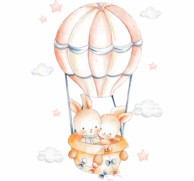 Persiana enrollable infantil globo aerostático conejo - TenVinilo