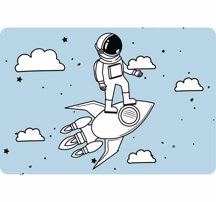 Persiana enrollable infantil cohete astronauta y estrellas - TenVinilo