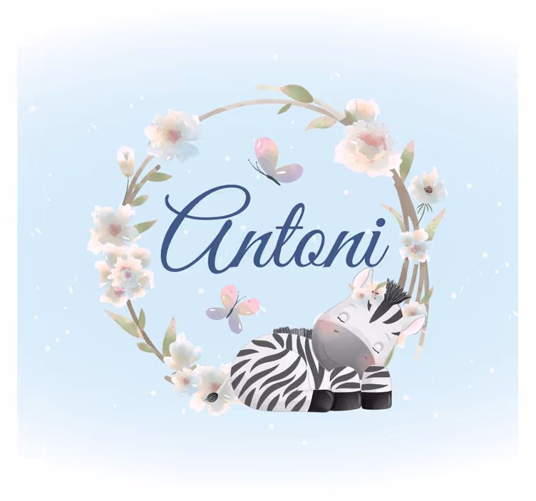 Persiana enrollable infantil cebra con nombre - TenVinilo
