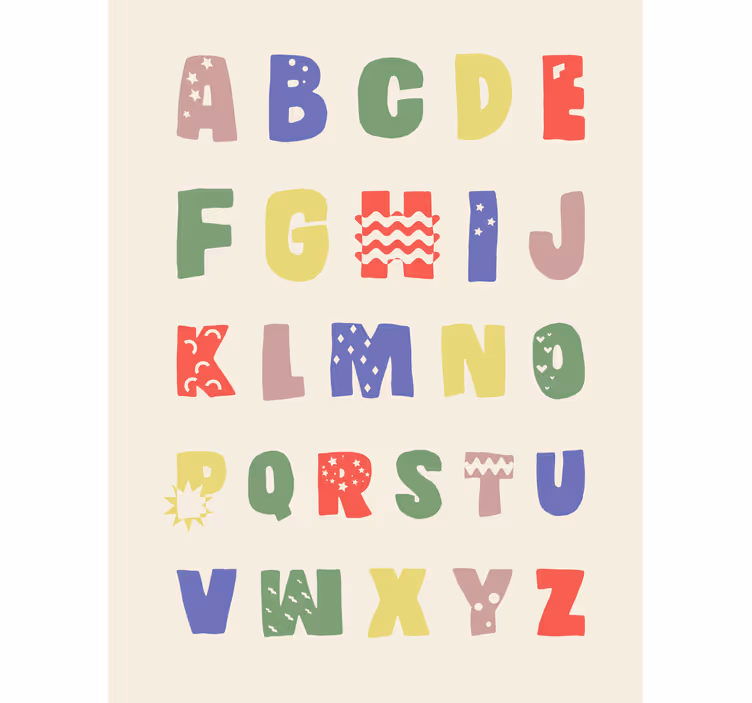 Persiana enrollable infantil a alfabeto geométrico - TenVinilo