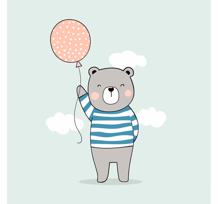Persiana enrollable infantil oso bebé con globo - TenVinilo