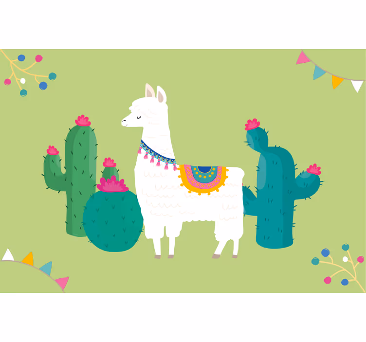 Persiana enrollable infantil ilustración de llamas coloridas - TenVinilo