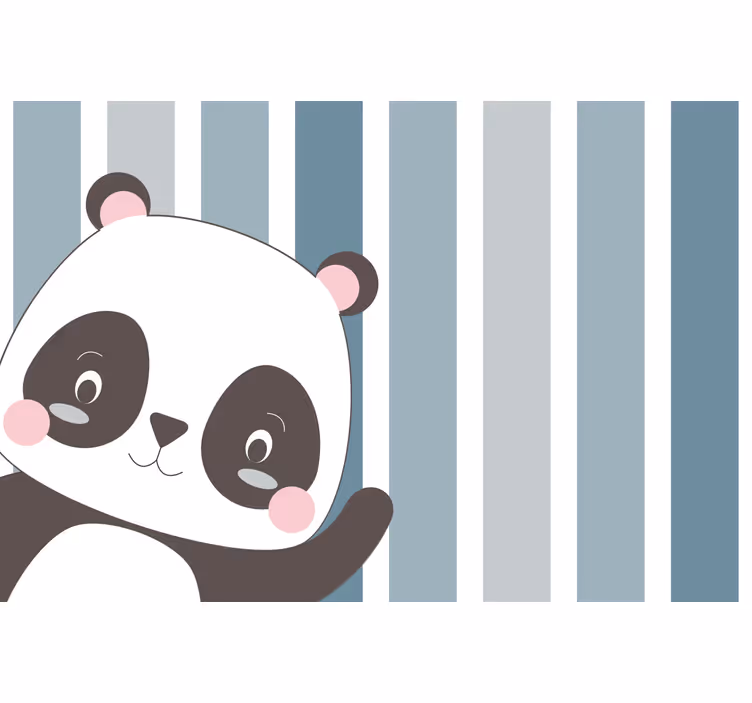 Persiana enrollable infantil fondo a rayas panda feliz - TenVinilo