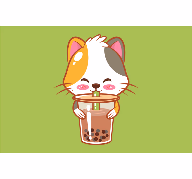 Persiana enrollable infantil gato bebiendo chocolate - TenVinilo