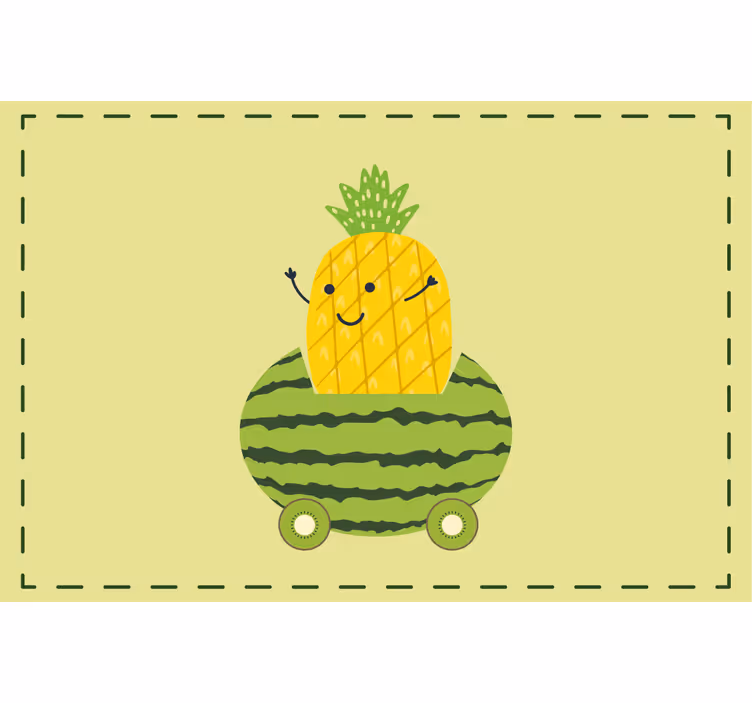 Persiana enrollable infantil piña divertida en coche - TenVinilo